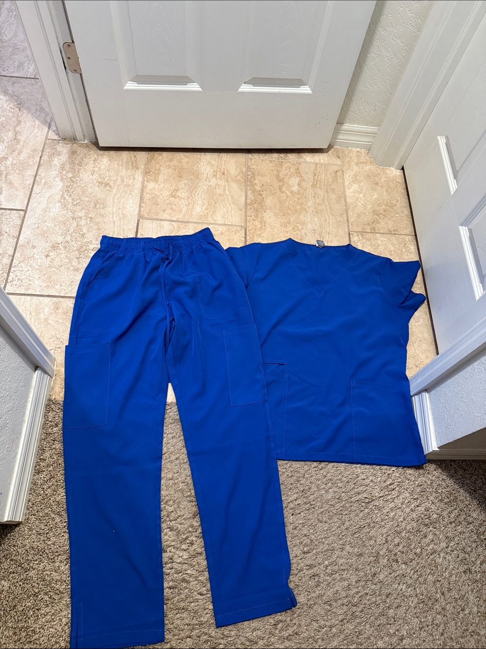 Royal Blue Women's Scrub Top & Pants Set